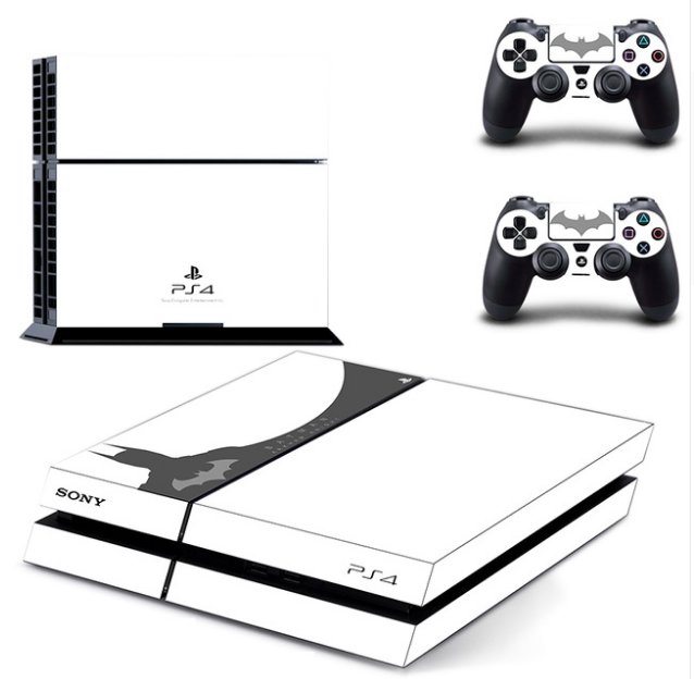 Batman PS4 Skin Sticker for PS4 System Playstation 4 Console with 2 Controller Skins--white