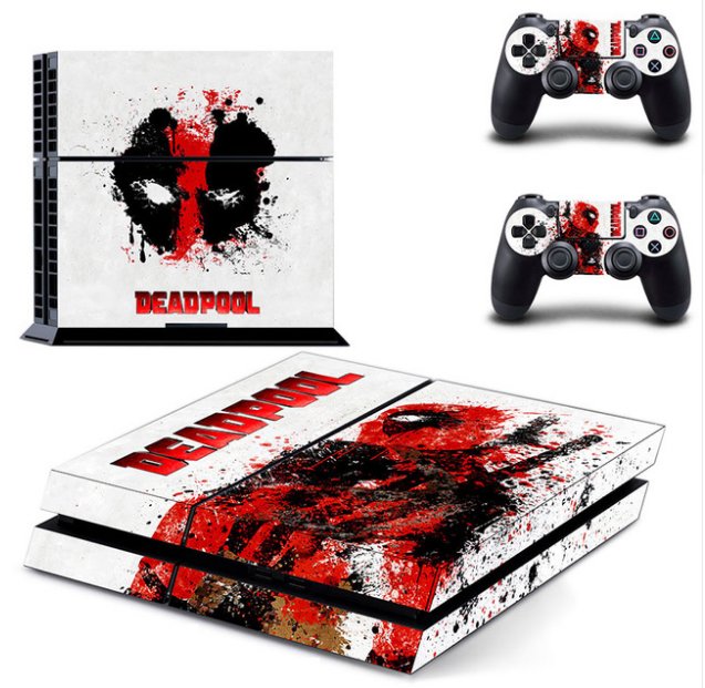 New PS4 Skin Decals Marvel Stickers For Sony Playstation 4 Console and 2 Controllers Skin---DeadPool