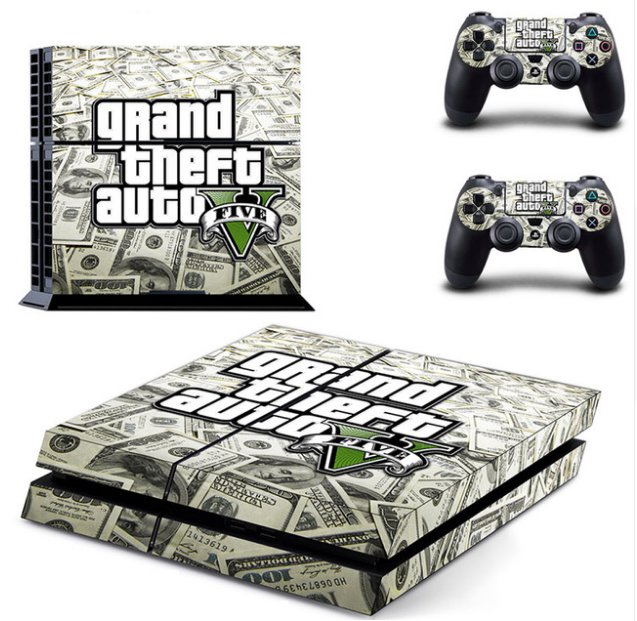 GTA 5 New Design Vinyl Decal Skin PS4 Console Cover For PS4 Console+2Pcs Controller Protective Skins