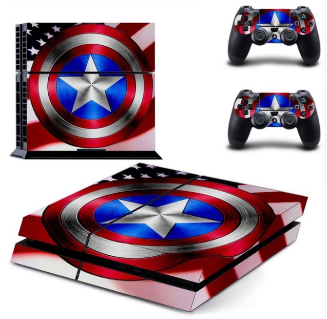 Captain America PS4 Skin Sticker For Sony PS4 Console protection film and 2 Controller