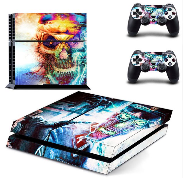 Halloween Hit The Color Skull Vinyl Skin Sticker Cover for Sony PS4 PlayStation 4+2 controller skins
