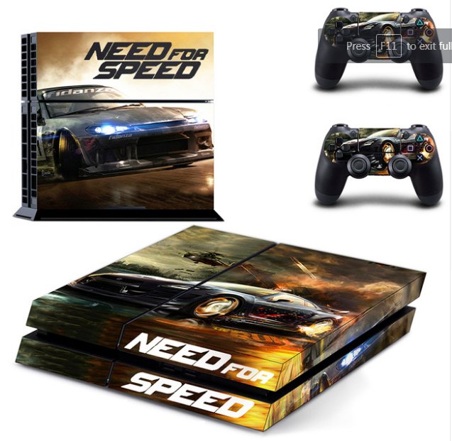 NEED FOR SPEED PS4 Designer Skin for Sony PS4 Console System+2 Decals for PS4 Dualshock Controller