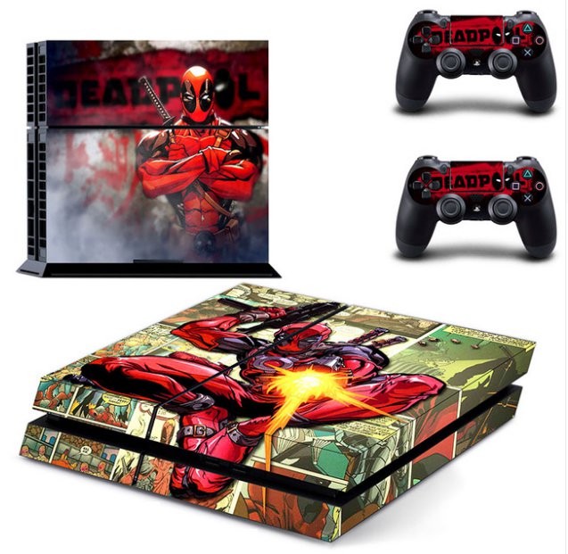 PS4 Deadpool Skin Stickers Decal For Sony PlayStation 4 Console & 2 Controllers