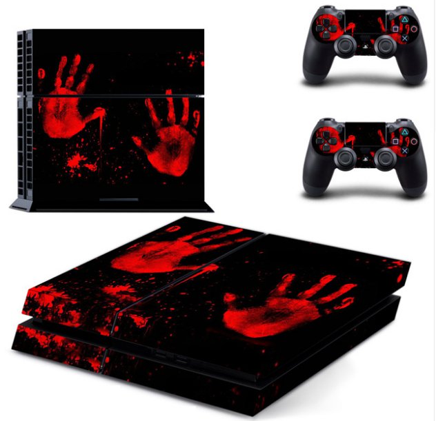 Custom Vinyl Decal Skin Sticker Cover of Red palm for Sony PS4 + 2 controller skins