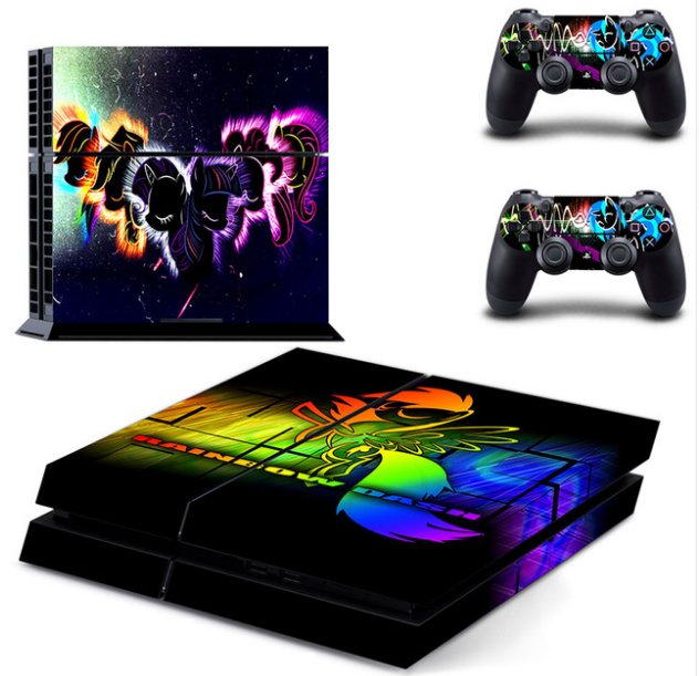 PS4 Skin Decals Rainbow Dash Stickers For Sony Playstation 4 Console and 2 Controllers Skin