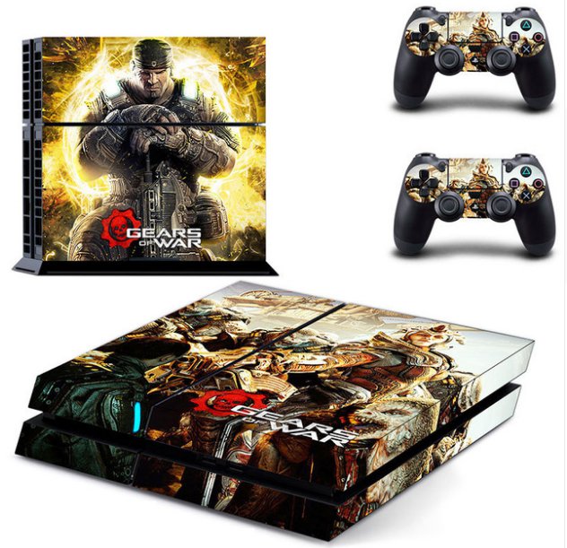 GEARS OF WAR PS4 Console Designer Skin Sticker for Sony PS4 System+2 Decals for PS4 Dualshock