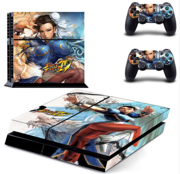 Street Fighter IV ChunLi Skin Sticker Cover for Sony PS4 Console and 2 controller skins