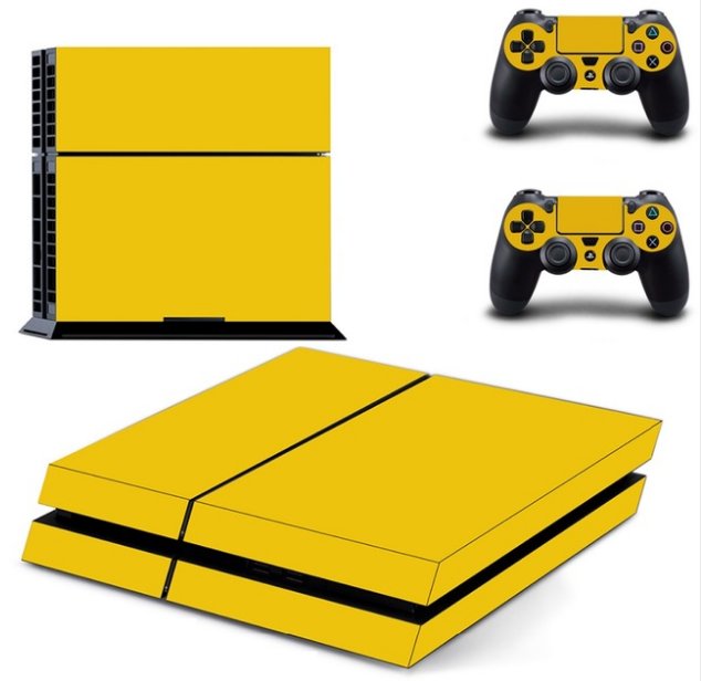 Pure Yellow Vinyl Decal Design Skin PS4 Stickers For PS4 Console System Plus+2PCS Decals Skins