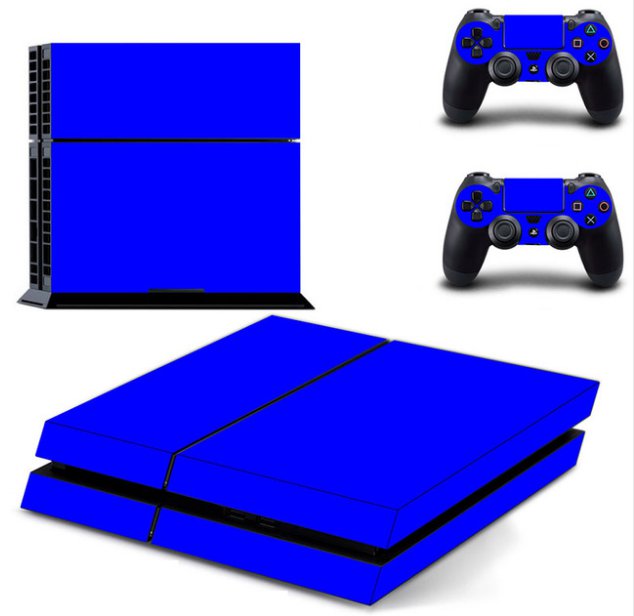 Blue Color Vinyl Skin Sticker Cover for Sony PS4 PlayStation 4 Console and 2 controller skins