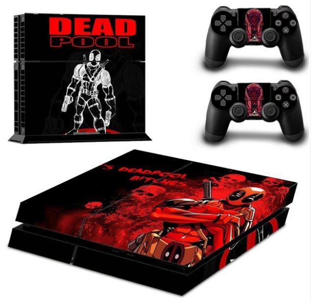 New Skin Sticker Marvel Deadpool For Sony PS4 Console+2 Controllers Skin Decals