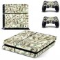 US Dollars Cash Skin Sticker For PS4 PlayStation + 2 Controllers Skin Decals