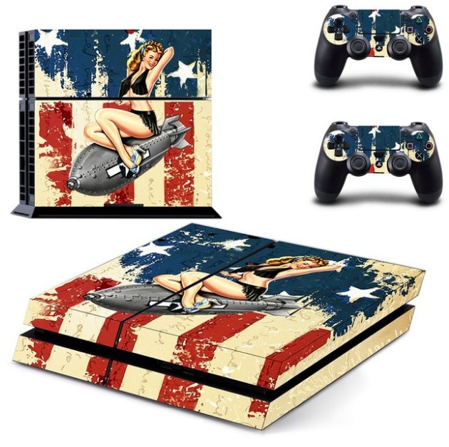 PS4 Console Designer Skin for Sony PS4 System+2Decals for PS4 Dualshock Controller-Battle Torn