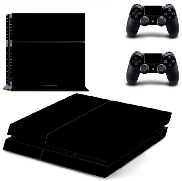 Pure Black Skin Stickers For PS4 Sticker Console + Free Controllers Vinyl Decal