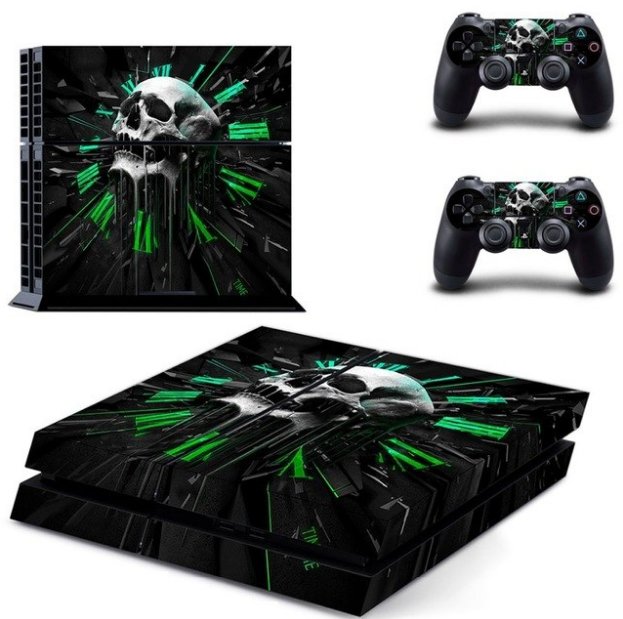 Skull Decal PS4 Sticker PS4 Skin Vinyl Design Skins Kit for Playstation 4 Console and 2 Controllers