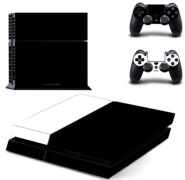 Black and White Vinyl Decal PS4 Skin Stickers Wrap for Sony PS4 Console+2 Controllers