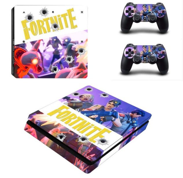F Decal PS4 Slim Skin for PS4 Console PS4 Slim Skin Stickers + 2Pcs Controller Protective Skins