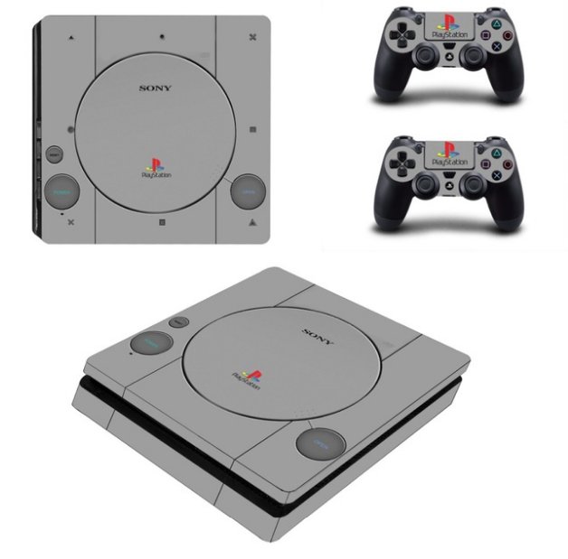 Gray Design Vinyl PS4 Slim Sticker for Sony PS4 Slim Console+2pcs Skin Decal Controller
