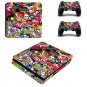 Graffiti Vinyl Decal Warp PS4 Slim Skin Sticker for Sony PlayStation 4 Slim Console & 2 Controllers