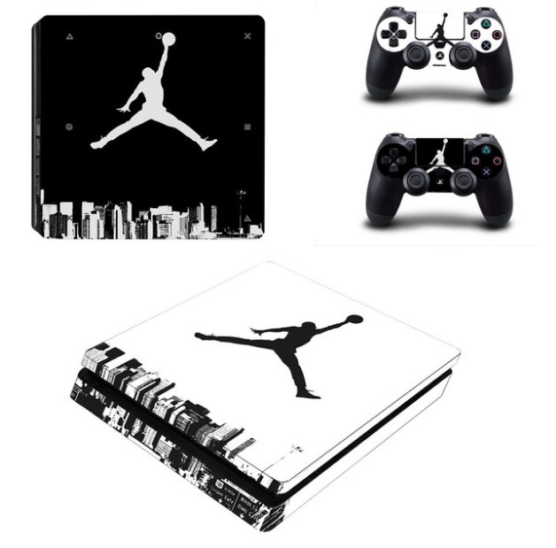 PS4 Slim Skin Sticker Air Man:Jordan Vinyl Decals Kit for PS4 Console+2 Controller Skins Full Cover