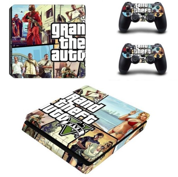 GTA 5 Vinyl Decal PS4 Slim Skin PS4 S Sticker for Sony PS Console System+2Controller Stickers Cover