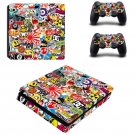 Graffiti PS4 Slim Skin Sticker for Sony PS4 Slim Console System+2 controller skins