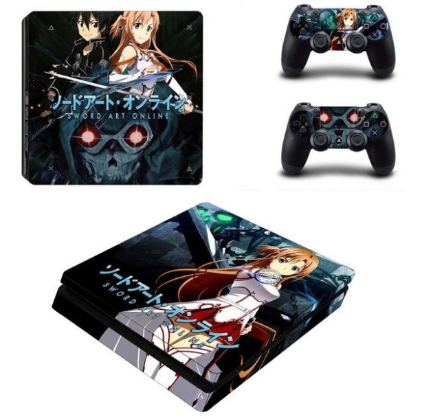Sword Art Online Vinyl Decal Skin PS4 Slim Sticker for Sony PS4 Console System+2Controller Skins