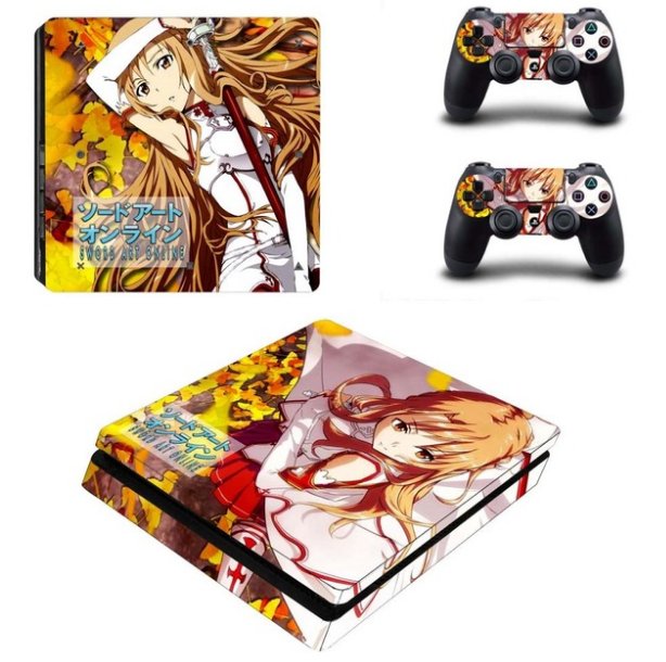 Sword Art Online Vinyl Decal Skin PS4 Slim Sticker for Sony PS4 Console System+2Controller Skins