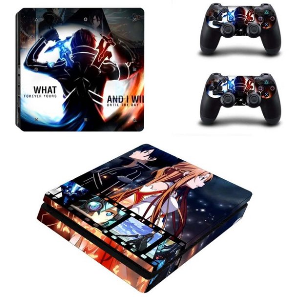 Sword Art Online Vinyl Decal Skin PS4 Slim Sticker for Sony PS4 Console System+2Controller Skins