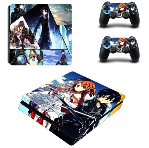 Sword Art Online Vinyl Decal Skin PS4 Slim Sticker for Sony PS4 Console System+2Controller Skins