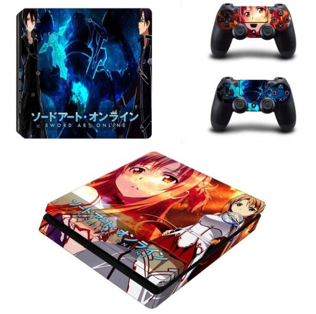 Sword Art Online Vinyl Decal Skin PS4 Slim Sticker for Sony PS4 Console System+2Controller Skins