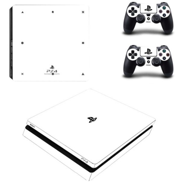White Vinyl Decal PS4 Slim Sticker for PS4 Slim Console+2Controller Skins for Sony PS4 Slim Cover