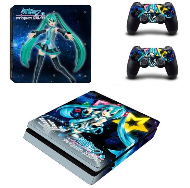 Hatsune Miku PS4 Slim Full Body Cover Skin Vinyl Decal Sticker for PS4 S Console+Controller