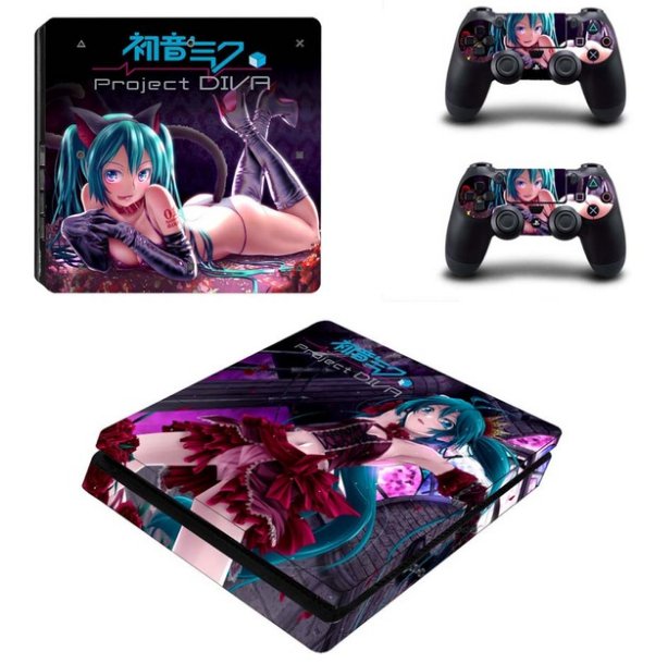 Hatsune Miku PS4 Slim Full Body Cover Skin Vinyl Decal Sticker for PS4 S Console+Controller