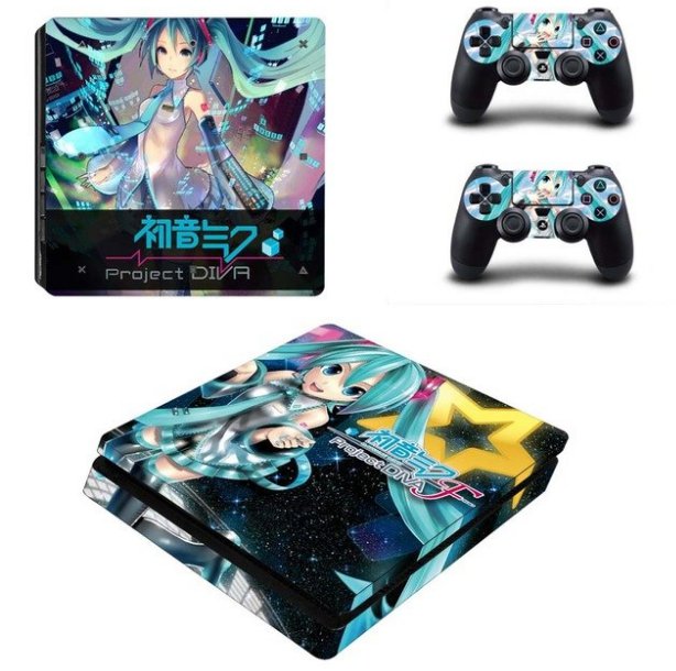 Hatsune Miku PS4 Slim Full Body Cover Skin Vinyl Decal Sticker for PS4 S Console+Controller