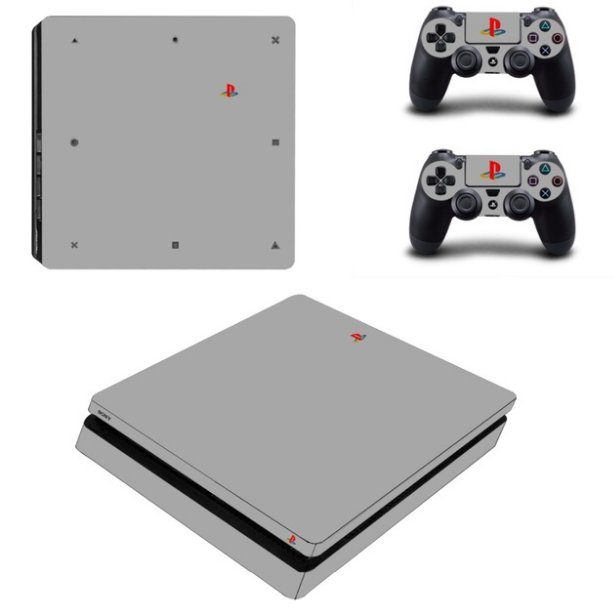 PS4 Slim Skin+Controller Sticker Full Body Gray Vinyl Decal for PS4 Slim Console+Controllers