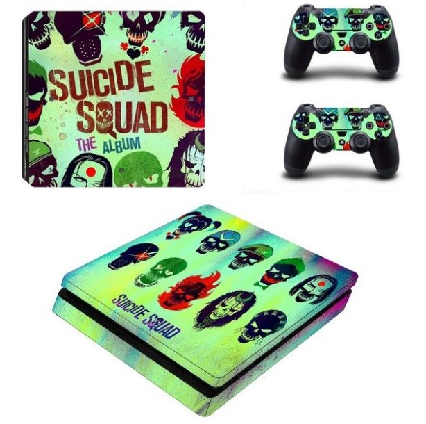 Suicide Squad Vinyl Decal PS4 Slim Skin for PS4 Console PS4 Slim Skin Stickers+2Pcs Controller