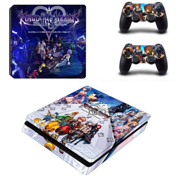Kingdom Hearts PS4 Slim Console Skin PS4 Slim 2 Controller Stickers for Sony PS4 Slim Protective
