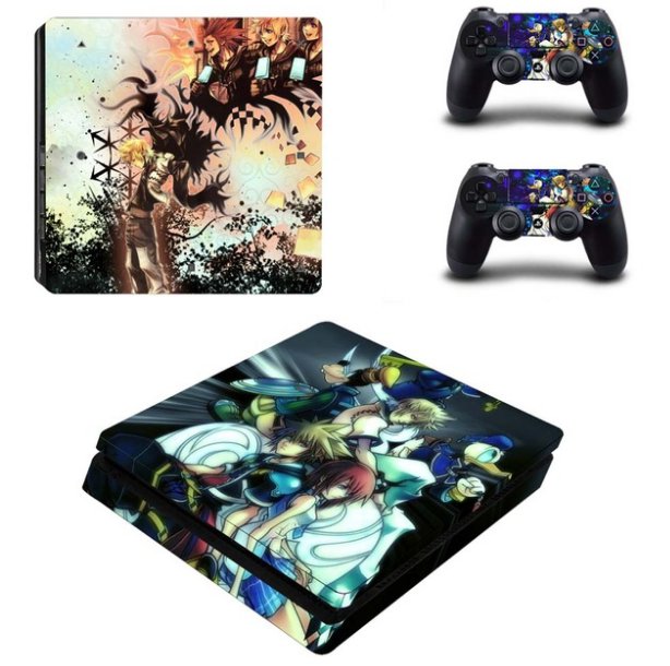 Kingdom Hearts PS4 Slim Console Skin PS4 Slim 2 Controller Stickers for Sony PS4 Slim Protective