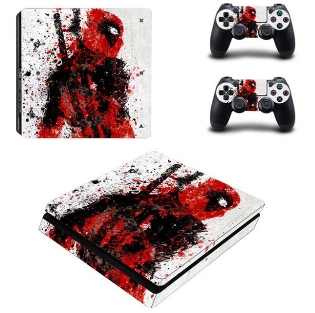DeadPool Decal PS4 Slim Skin for PS4 Console PS4 Slim Skin Stickers+2Pcs Controller Protective Skins