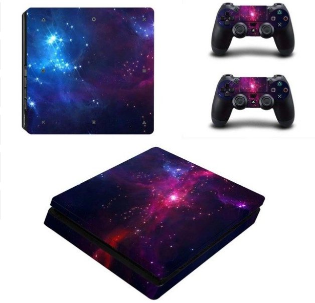 PS4 Slim Console Dualshock Controllers Skin Set Vinyl Decal Starry Sky Sticker for PS4 Slim Console