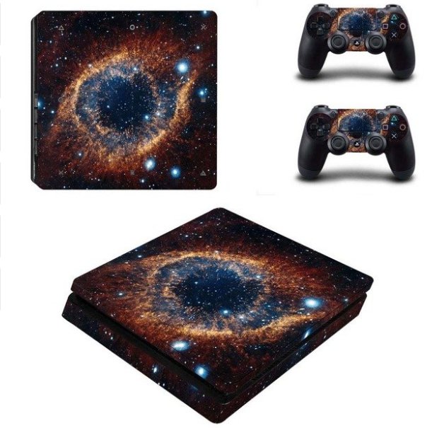 PS4 Slim Console Dualshock Controllers Skin Set Vinyl Decal Starry Sky Sticker for PS4 Slim Console