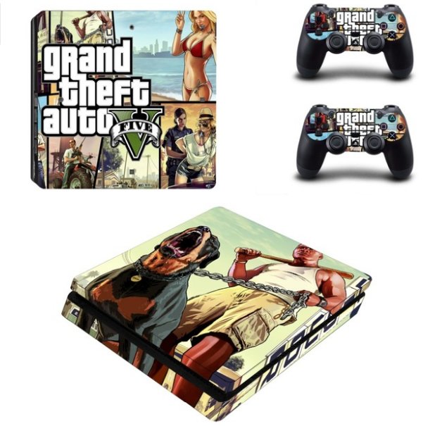 GTA 5 Vinyl Decal Skin PS4 Slim Skin Sticker for Sony PS4 Console System+2Controller Full Cover