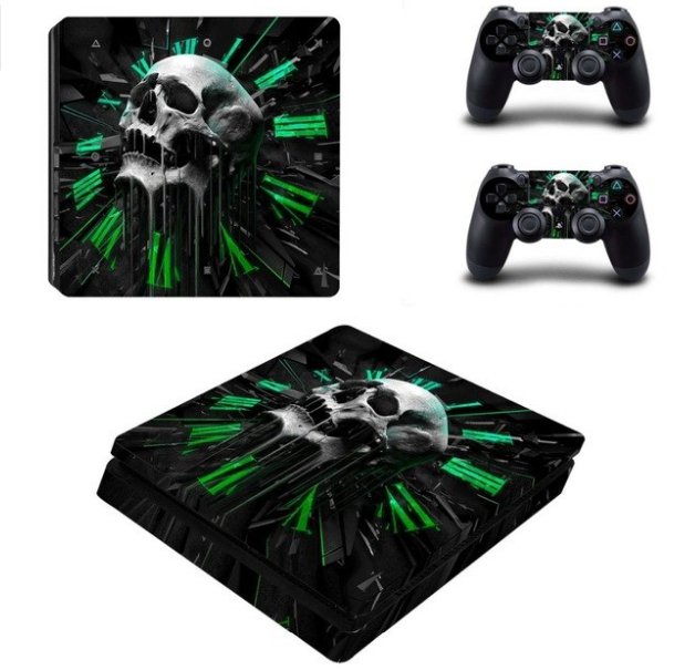 Skull Design PS4 Slim Skin Sticker Cover Decal For PS4 Slim Console+2 Controller Skins