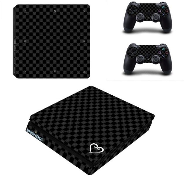 PS4 Slim Console+2Controller Skin Sticker Decal Set - Black Vinyl Warp for Sony PS4 Slim