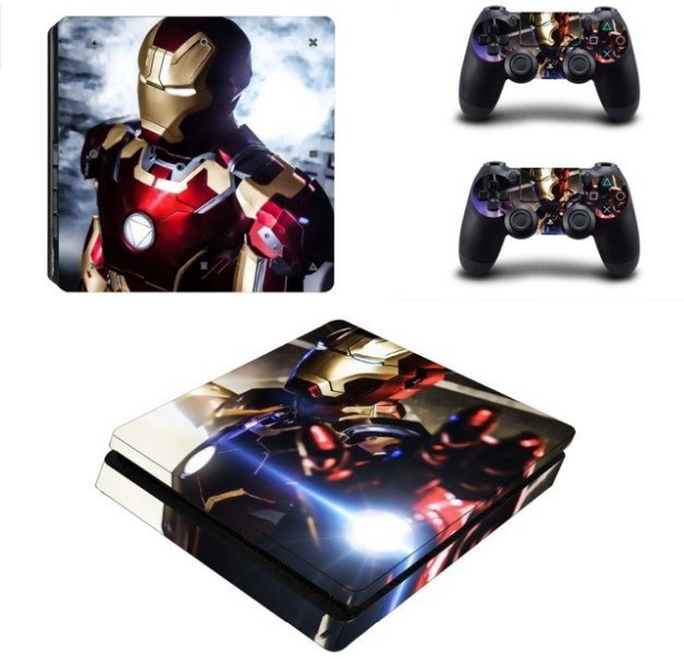 PS4 Slim Skin Sticker Iron Man Vinyl Decals Slim Console+Controller Stickers for PS4 Controllers