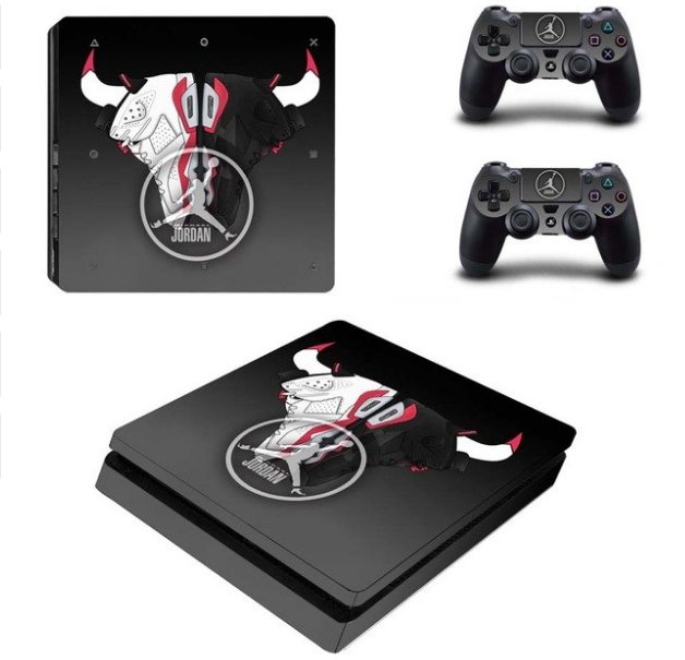 PS4 Slim Sticker Vinyl Design Air Man Jordan Skins Kit for PS4 Slim Console+2Controllers