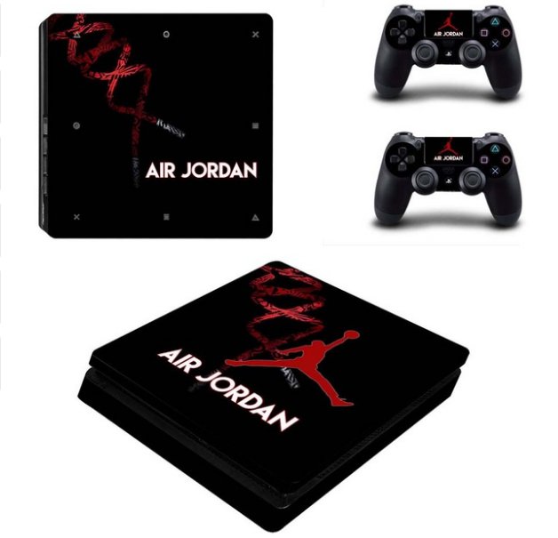 PS4 Slim Sticker Vinyl Design Air Man Jordan Skins Kit for PS4 Slim Console+2Controllers
