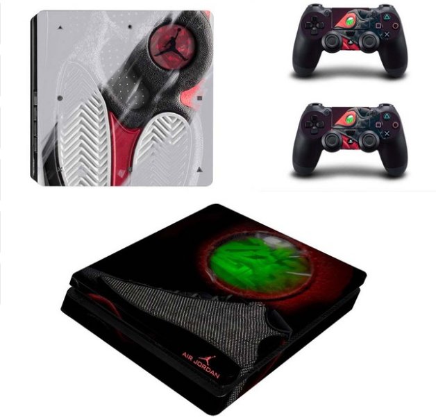 PS4 Slim Sticker Vinyl Design Air Man Jordan Skins Kit for PS4 Slim Console+2Controllers
