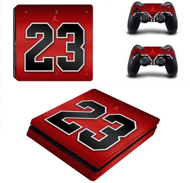 PS4 Slim Sticker Vinyl Design Air Man Jordan Skins Kit for PS4 Slim Console+2Controllers