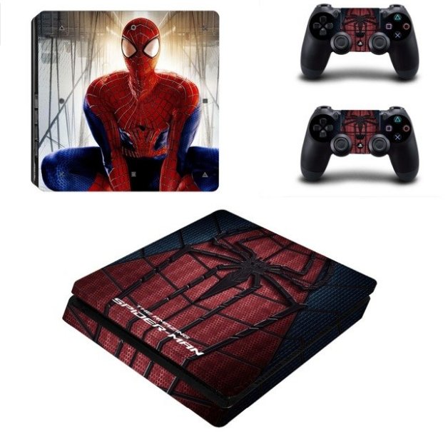 Spider Man Decal PS4 Slim Skin For PS4 Console PS4 Slim Skin Stickers+2Pcs Controller